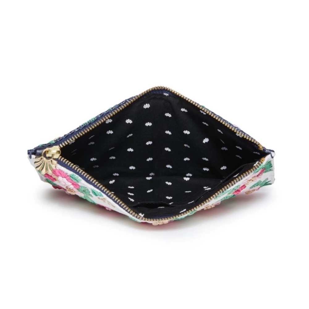 New! LELE SADOUGHI Embroidered Floral Clutch Pouch Double-Sided Midnight Bouquet - Picture 12 of 13